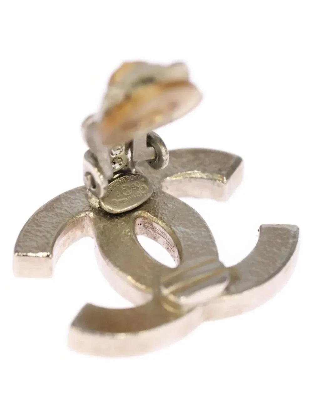 Chanel CC Logo Earrings Silver